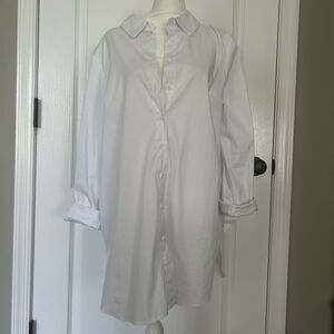 Marled Women’s White Long Sleeve Cotton Basic Button Up Shirt Size Large